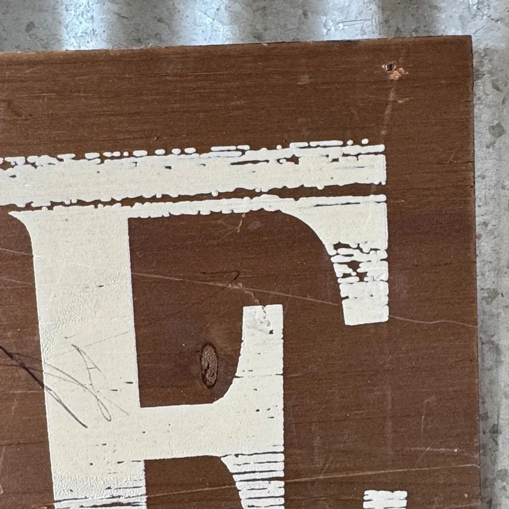 Galvinized Metal & Wood Rustic Brown and Silver 'HOME' Wall Decor NWOT